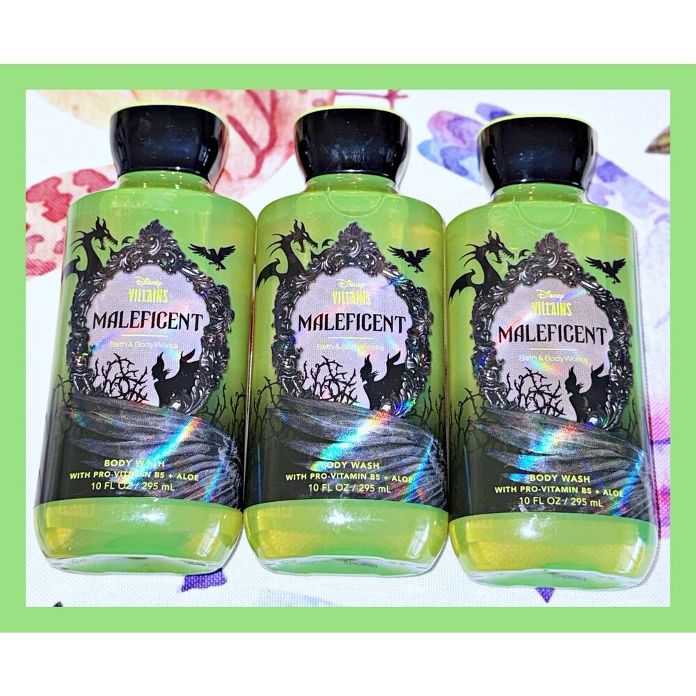 Bath & Body Works Disney Villains Maleficent 10oz Shower Gel Body Wash x3